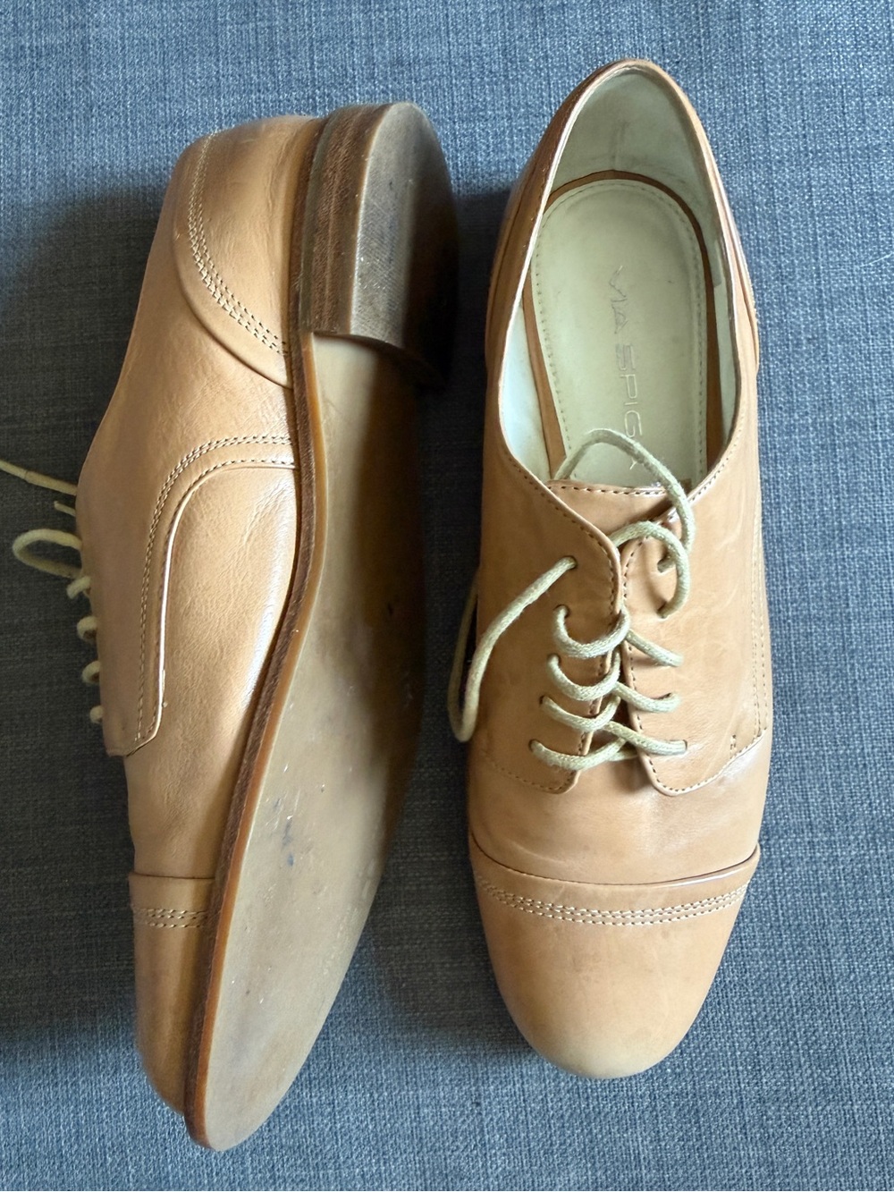 VIA SPIGA Women's Tan Leather Lace-Up Dress Oxfords SIZE 6M